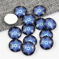 Kaboszon szklany z grafiką śnieżynka moneta 16mm [4szt]