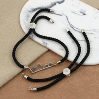 Zapięcie regulowane / przesuwane sznurkowe do bransoletki czarne 10cm SR