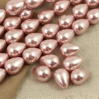 Perła seashell kropla róż liliowy 16x12mm