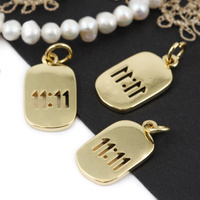 Zawieszka metalowa mosiądz złocony blaszka godzina 11:11 