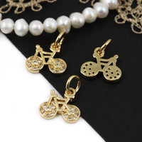 Zawieszka metalowa mosiądz złocony rower z cyrkoniami 10mm