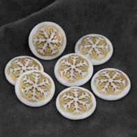 Kaboszon szklany Snowflake Chalk White Golden 21mm