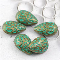 Vintage beads łezka Antique Copper Dark 27x18mm