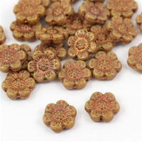 Anemone Flower Beads Opaque Dark Beige Bronze Patina 14mm [1szt]