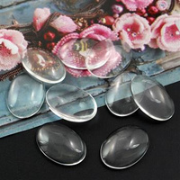 Kaboszon szklany przezroczysty owal 25x18mm 