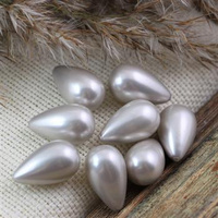 Perła seashell kropla beżowa wiercona do połowy HQ 20x12mm