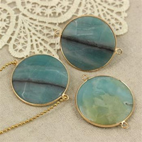 Amazonit zawieszka łącznik moneta fasetowana 36mm