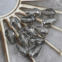 Kryształek szklany kropla fasetowana szara luster 15x10mm