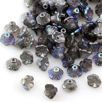Flower Cup Beads Crystal Graphite Rainbow 7x5mm [10szt]