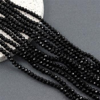 Kryształek szklany oponka fasetowana czarna 4x3mm [sznur 34cm]