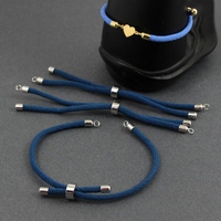 Zapięcie regulowane / przesuwane sznurkowe granatowe do bransoletki 10cm SR