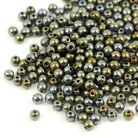 Round Beads Jet Brown Iris 3mm [50szt]