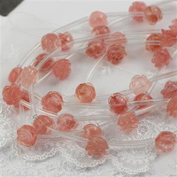 Kwarc malinowy rzeźbiona róża 12x8mm