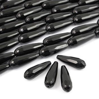 Jadeit kropla fasetowana czarna 30x10mm