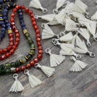 Mini chwost ze srebrnym ogniwem i tulejką kremowy 12x2mm [4szt]