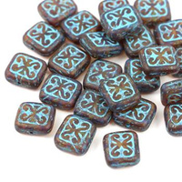 Patina Brick Beads Light Topaz Turquoise 12x11mm [1szt]