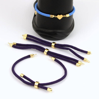 Zapięcie regulowane / przesuwane sznurkowe fioletowe do bransoletki 11cm ZŁ