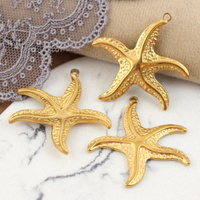 Zawieszka rozgwiazda stal szlachetna pozłacana 35mm