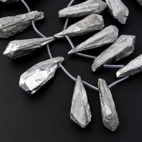 Kwarc tytanowany kropla srebrna 30x8mm