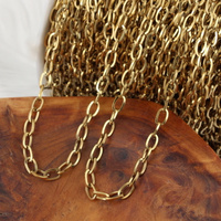 Łańcuszek owalny stal szlachetna pozłacana 7x4mm [1metr]