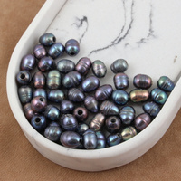 Perła słodkowodna granatowa z dużym otworem 8-10mm