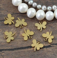 Zawieszka stal szlachetna motyl złoty 9x9mm