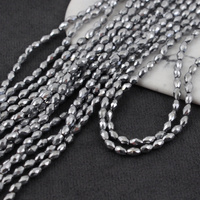 Hematyt srebrny oliwka fasetowana 5x3mm [sznur 39cm]