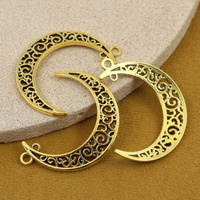 Baza zawieszka ażurowy półksiężyc złoty 40x30mm