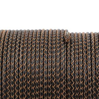 Rzemień skórzany pleciony czarny 3mm [50cm]