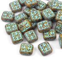 Patina Brick Beads Opaque Yellow Turquoise 12x11mm [1szt]