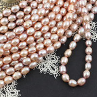 Perła słodkowodna różowa oliwka 6-10mm [sznur 35cm]