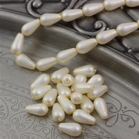 Szklana perła kropla velvet kremowa 11x6mm [6szt]