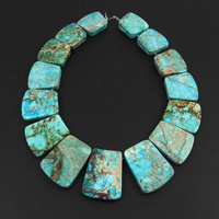 Jaspis lazurowe wybrzeże baza naszyjnika turkusy i beże [15 kamieni]