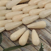 Jadeit kropla fasetowana kremowa 30x10mm