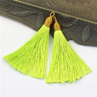 Chwost wiskozowy w czapeczce limonkowy 80x10mm