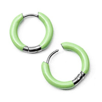 Bigle emaliowane kółka stal szlachetna jasne zielone 18mm [para]