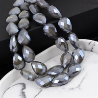 Kryształek szklany łezka fasetowana szara 18x13mm [4szt]