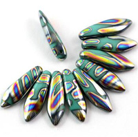Dagger Turquoise Vitrail Peacock Stripes 5x16mm [6szt]