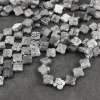 Jaspis srebrny koniczyna fasetowana 12mm