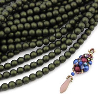 Round Beads Velvet Dark Olive 6mm [sznur/80szt]