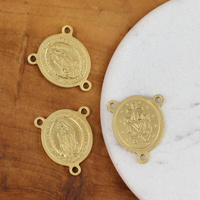 Łącznik medalik do różańca stal szlachetna pozłacana 20x16mm