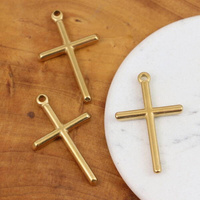 Zawieszka krzyżyk stal szlachetna pozłacana 34x20mm