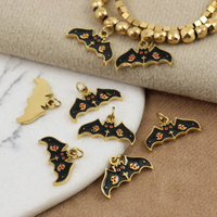 Zawieszka nietoperz stal szlachetna pozłacana PVD emaliowana 16x9mm