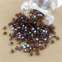 Preciosa Bicone Bead Rondelle Smoked Topaz AB 4mm [20szt]