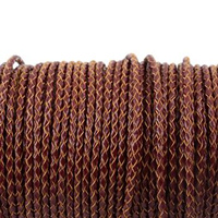 Rzemień skórzany pleciony brązowy 4mm [50cm]