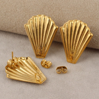 Sztyfty bigle do kolczyków stal szlachetna pozłacana muszla 26x20mm [para]