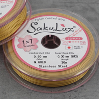 Japońska linka stalowa jubilerska SakuLux 7-splotowa Metallic Gold 0,50mm [szpula 30m]