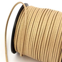 Rzemień zamszowy płaski złoty brokat 3x1mm [1metr]