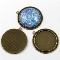 Baza do kaboszonu okragła mosiężna na wisior 35mm [1szt]