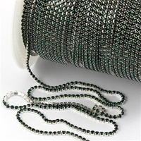 Taśma ozdobna cyrkoniowa silver/emerald 2mm [50cm]